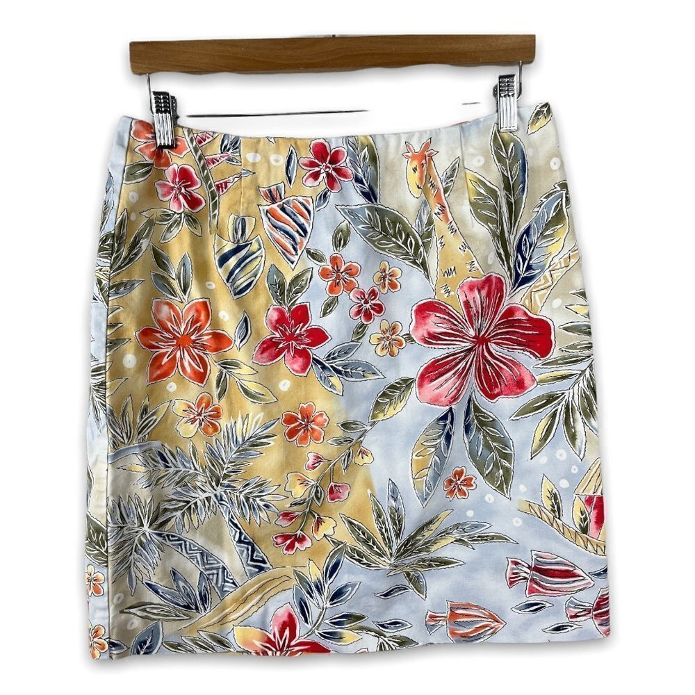 Vintage Talbots Womens Sz 12 30W Tropical Floral Animal Print Skirt - Made in US